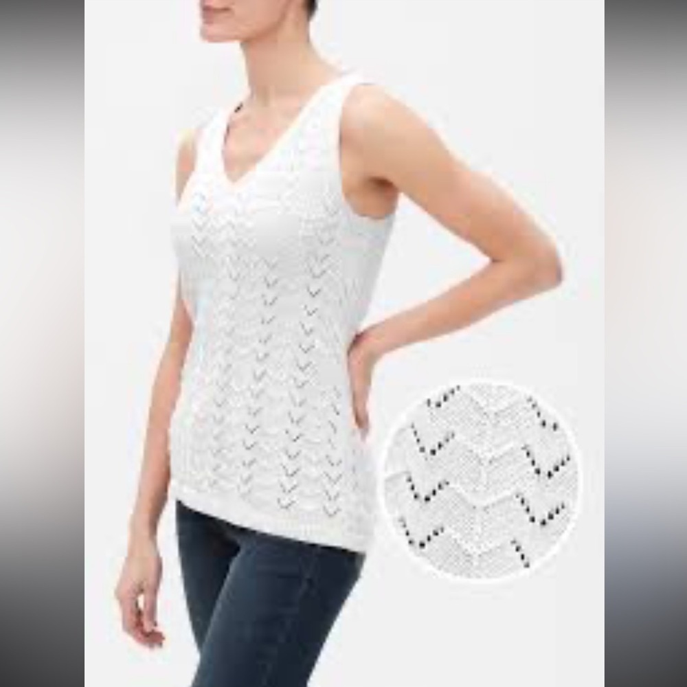LGAP Women’s Ribbed Textured V-Neck Sweater Tank Snowflake Milk Size M